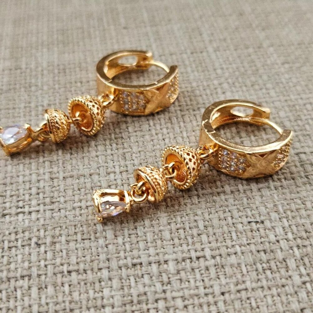 Earrings Fashion Ear Jewelry Drop Down Rose Gold Tone Jhumki style Earrings - Picture 8 of 10